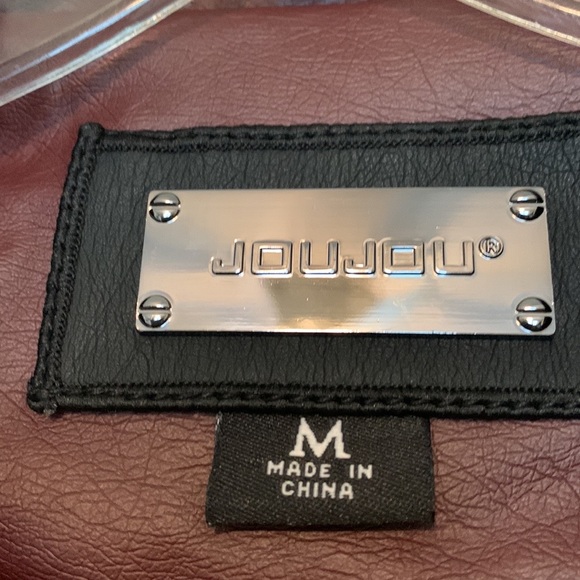 NEW * JOUJOU Burgundy Vegan Leather Jacket Size Medium - Picture 7 of 9